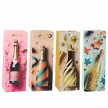Pungă cadou din hârtie pentru sticlă Șampanie pastel 35 × 12 × 9 cm
