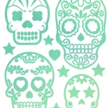 Aplicatori termici fluorescenți – coală mare cu motive de cranii