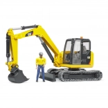 Bruder miniexcavator CAT cu figurină de muncitor 1:16