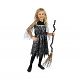 Costum de vrăjitoare pentru copii cu model de pânză de păianjen