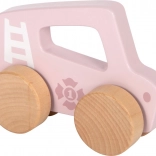 Mașină roz din lemn pentru împins