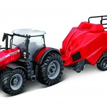 Model tractor Massey Ferguson 8740S cu presă de balotat
