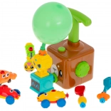 Stație de lansare cu baloane și mașinuțe – ursuleț aerodinamic, set educațional cu 23 de piese