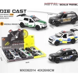Model auto de poliție metalic 1:36 cu mecanism pull-back și lumini