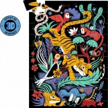 Puzzle tigru cu ochelari 3D, 50 piese