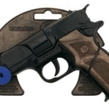 Pistolă de jucărie polițienească din metal pentru capse, neagră, 8 focuri