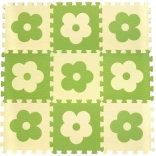Saltea puzzle cu flori verde-bej