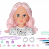 Baby Born cap de coafat creativ 22 cm cu accesorii