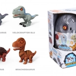 Dinozaur în ou cu efecte luminoase și sonore – set de construcție