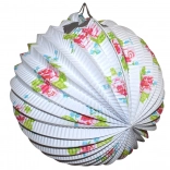 Lampion sferic alb cu model floral 25 cm