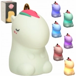 Veioză de noapte tactilă din silicon pentru copii, unicorn RGB, albă