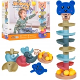 Pistă colorată cu bile cu ursuleț pentru copii 3+