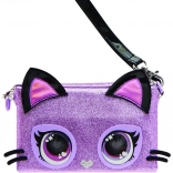 Geantă tip wristlet interactivă PURSE PETS Purdy Purrfect – pisicuță mov cu ochi LED