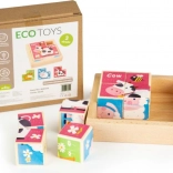 Cubi din lemn cu animale ECOTOYS, 8 cuburi