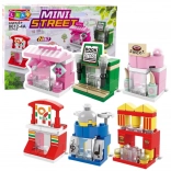 Set de construcție Mini Street 6în1 – mic orășel cu clădiri, magazine și cafenele (137 piese)