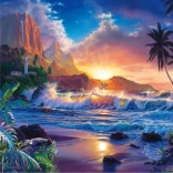 Pictură cu diamante Apus de soare pe insulă 30x40 cm