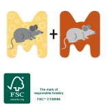 small foot literă din lemn m cu șoricel