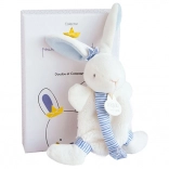 Set cadou cu iepuraș și suport pentru suzetă albastru 15 cm