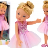 Păpușa balerină roz în rochie 33 cm