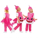 Costum Baby Shark roz pentru copii 3-4 ani