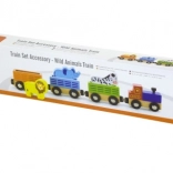 tren din lemn cu animale de la zoo viga