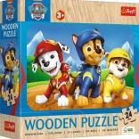 Puzzle din lemn 24 piese Patrula Cățelușilor