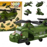 Elicopter verde militar kit construcție 1000 bucăți