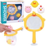 Jucărie de baie: plasa cu ventuză și 3 animăluțe din cauciuc fără orificiu