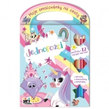 Carte de colorat pentru călătorii Unicorni