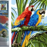 Pictură cu diamante papagali pe ramuri 30 × 40 cm