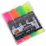 Set de markere evidențiatoare cu vârf oblic gros, 4 culori