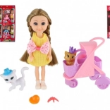 Păpușă cu animăluț și accesorii, 14 cm