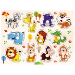 Bino puzzle din lemn safari 11 piese