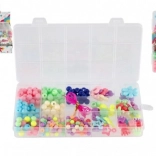 Set de mărgele din plastic colorate cu șnur, în organizator practic