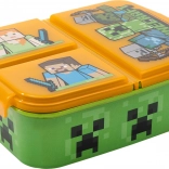 Cutie pentru gustări pentru copii MINECRAFT cu 3 compartimente, portocaliu‑verde