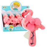 Ventilator manual mecanic pentru copii Flamingo roz