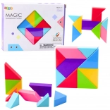 Piese tangram magnetice – puzzle colorat, 9 piese