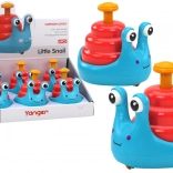 Melc fericit pe roți albastru și roșu