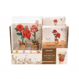 Afișaj cu camelie roșie și trandafir roz