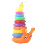 Stâlp cu inele Melc cu rățușcă – jucărie de stivuire colorată