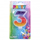 Lumânare de petrecere Stele în formă de numărul 3