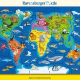 Puzzle Ravensburger harta mondială a animalelor