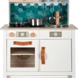 bucătărie din lemn pentru copii small foot tasty albă cu lumină și sunet
