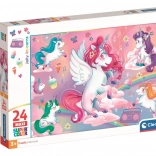 Maxi puzzle 24 piese - unicorni veseli CLEMENTONI