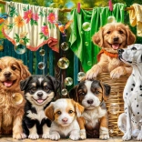 Puzzle Castorland cățeluși, rufe și joaca păsărilor 500 piese