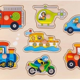 GOKI puzzle din lemn cu mijloace de transport