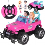 Mașină RC off-road roz pentru păpuși cu 2 figurine