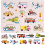 Puzzle din lemn cu mijloace de transport