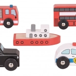 Bigjigs Rail vehicule urbane – set din lemn