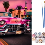 Pictură după numere Mașina Sport Roz pânză 40x50 cm